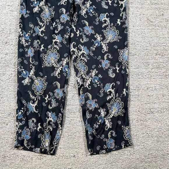 Rebecca Taylor Women's Black Paisley Fleur Silk Blend Pants - Picture 3 of 8